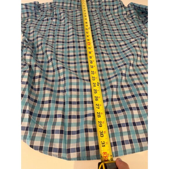 Bugatchi Classic Fit Mens Long Sleeve Button-Up Shirt Blue & White Plaid Pattern - Picture 10 of 10